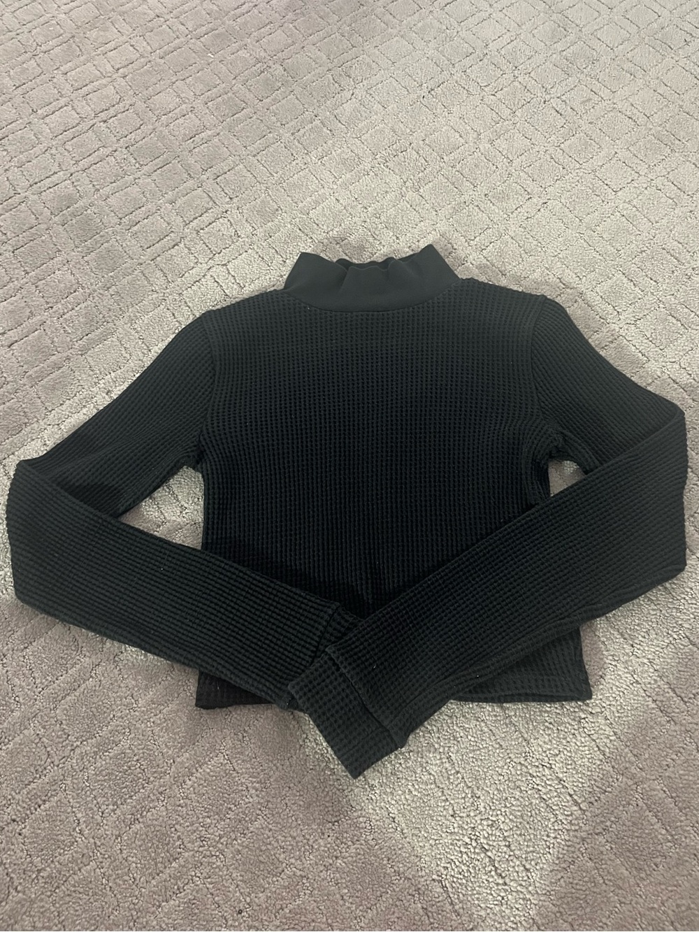 Aerie Black Waffle Knit Mock Neck